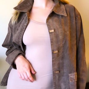 Vintage canvas shirt square bamboo or wood buttons